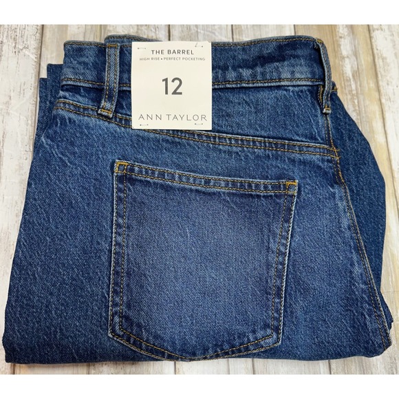 Ann Taylor Denim - Ann Taylor The Barrel High Rise Dark Wash Jeans Women's Size 12‎ NEW